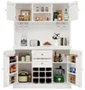 Buffet de cuisine XL (120 x 188 cm) blanc, armoire haute au Voir les images du produit 6