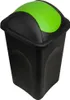 A black trash can with a green lid, shown from a high angle against a white background. Produktbild-Vorschau