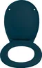 A dark blue toilet seat and lid, shown from above with the lid open. Produktbild-Vorschau