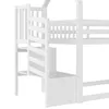 A close-up view of the side and steps of a white bunk bed. Podgląd zdjęcia produktu