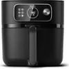 Front view of a black Philips air fryer on a white background. Voir les images du produit