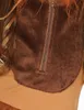 Close-up of a brown furry hood with a zipper, part of a costume. Produktbild-Vorschau