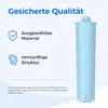 A light blue water filter cartridge is shown next to text highlighting its quality features. Náhled obrázku produktu