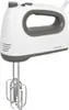 A white and gray hand mixer with chrome beaters. Podgląd zdjęcia produktu