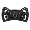 A black racing steering wheel with carbon fiber accents and colorful dials. Produktbild-Vorschau