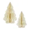 Two paper honeycomb Christmas trees, one larger and one smaller, are displayed against a white background. Voir les images du produit