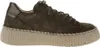 A side view of a brown suede sneaker with a thick tan sole. Náhľad obrázku produktu