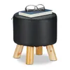 Relaxdays Hocker Kunstleder, gepolstert, 4 Holzbeine, Produktbild-Vorschau 1