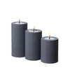 LED Stumpenkerze MIA - Kunststoff - realistische 3D Flamme - H: 15cm - outdoor - grau Produktbild-Vorschau