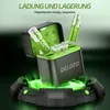 A battery charging station with batteries, presented with glowing green energy effects. Produktbild-Vorschau