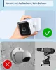 The image shows two scenarios for mounting a security camera. The top panel shows a hand holding a camera with an adhesive mount, indicating a no-drill installation. The bottom panel shows a camera mount on a cracked wall with a red 'X' symbol, contrasted  Produktbild-Vorschau