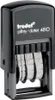 A studio shot of a black and gray Trodat Printy-Dater 4810 self-inking date stamp. Produktbild-Vorschau