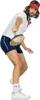A man dressed in a retro tennis outfit, holding a tennis racket. Produktbild-Vorschau