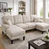 Wohnlandschaft Beige U Form Sofa Grosses 4 Sitzer Couch mit Produktbild-Vorschau 1