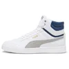 A side profile of a white Puma mid-top sneaker with gray and blue accents. Produktbild-Vorschau