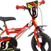 Close-up of a red children's bicycle with black and yellow accents. Podgląd zdjęcia produktu