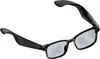A pair of black smart glasses with gray lenses, shown from a top-down diagonal angle against a white background. Podgląd zdjęcia produktu