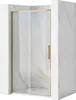 A shower door with a gold frame, set against a marble-patterned wall. Produktbild-Vorschau