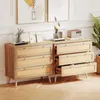 Komoda rattanowa COSTWAY z 3 szufladami, kredens drewniany Podgląd zdjęcia produktu 8