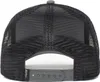The back view of a charcoal and gray trucker cap. Produktbild-Vorschau