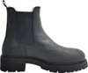 A black Chelsea boot with a thick sole and faux fur lining, shown from the side against a white background. Anteprima dell’immagine prodotto