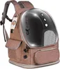 A brown pet carrier backpack with a clear bubble window. Náhľad obrázku produktu