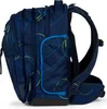 Side view of a blue backpack with a geometric pattern. Produktbild-Vorschau