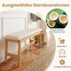 Banc en bambou avec coussin en similicuir, 100 cm, beige Voir les images du produit 3