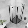 90x90x195cm Schwarz Runddusche Duschkabine Viertelkreis Produktbild-Vorschau 2