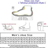 A diagram illustrating shoe sizes and measurements for men. Produktbild-Vorschau