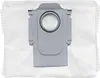 A close-up, top-down view of a vacuum cleaner dust bag with a gray plastic attachment. Produktbild-Vorschau