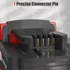 A close-up view of the connector pins of a black and red battery pack. Náhled obrázku produktu