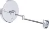 A chrome-plated cosmetic mirror with an adjustable arm, mounted on a white background. Produktbild-Vorschau
