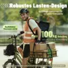 A man on an electric cargo bike loaded with boxes. Produktbild-Vorschau
