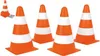 A group of orange and white traffic cones are displayed against a white background. Podgląd zdjęcia produktu