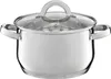 A stainless steel cooking pot with a glass lid and handles, presented on a white background. Voir les images du produit
