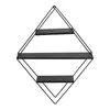 A black diamond-shaped wall shelf with three black shelves against a white background. Anteprima dell’immagine prodotto