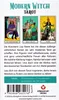 The back of a Modern Witch Tarot deck box, showing three sample cards and descriptive text. Voir les images du produit