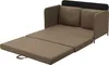 A brown sofa bed is shown in its unfolded state, with the sleeping surface extended. Produktbild-Vorschau