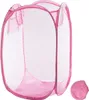 A pink pop-up laundry basket and a smaller, folded version of the same basket. Produktbild-Vorschau