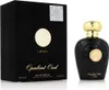 A black perfume box and bottle with gold accents are displayed side-by-side on a white background. Podgląd zdjęcia produktu