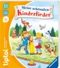 The image shows the front of a tiptoi® book titled "Meine schönsten Kinderlieder" (My Most Beautiful Children's Songs), featuring colorful illustrations of children, animals, and musical notes. The book is presented as a product package. Náhľad obrázku produktu