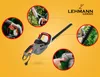 A collage of images showcasing a LEHMANN garden hedge trimmer and its features. Voir les images du produit