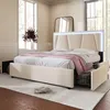 A bedroom scene featuring a bed with storage drawers and LED lighting. Náhled obrázku produktu