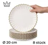 8er-Set Premium Porzellan Speiseteller Ø20 cm – Elegantes Wellendesign mit edlem Goldrand Produktbild-Vorschau