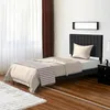 A bedroom scene with a bed, curtains, and a nightstand. Náhled obrázku produktu