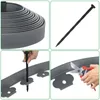 A collage of four images showing a roll of flexible lawn edging, a garden stake, and how to install them. Náhled obrázku produktu