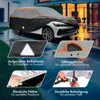 A car covered with a protective cover, with close-up insets showing features of the cover. Produktbild-Vorschau