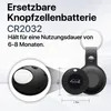 Diagram showing a replaceable battery and a smart tracker with a keychain. Náhled obrázku produktu