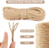 A close-up of natural sisal hemp rope, with text overlays indicating product features and dimensions. Produktbild-Vorschau